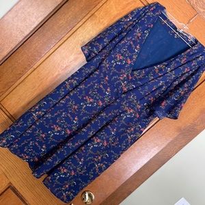 Madewell Blue Floral Wrap Dress